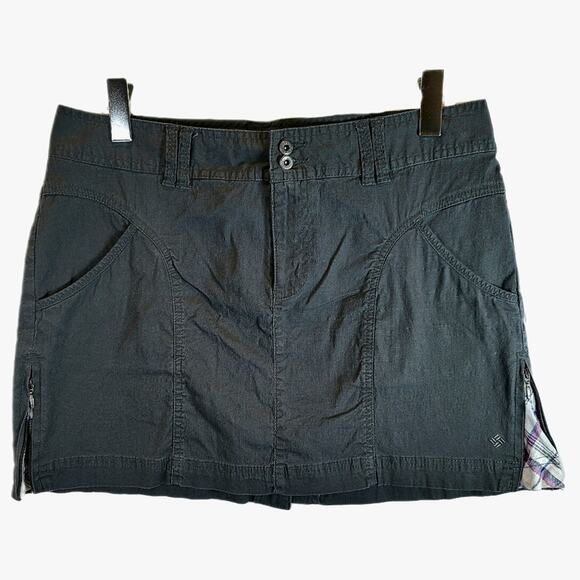 Columbia Dresses & Skirts - Columbia Mini Skirt Womens Size 10 Plaid Inset Zip Fly Gray Hiking Cargo Pockets